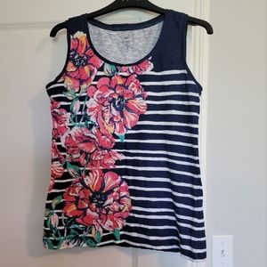 Talbots, cotton, scoop neck tank with floral design in XS.